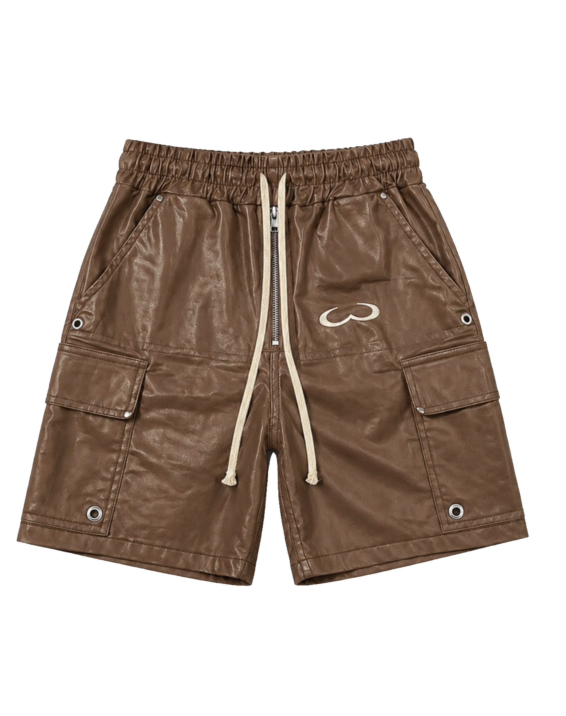 Brown Katakana Waxed Denim Shorts
