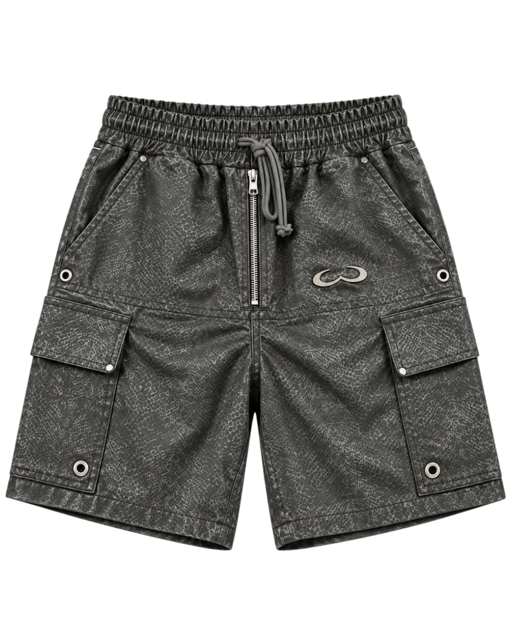“Snake” Katakana Waxed Denim Shorts