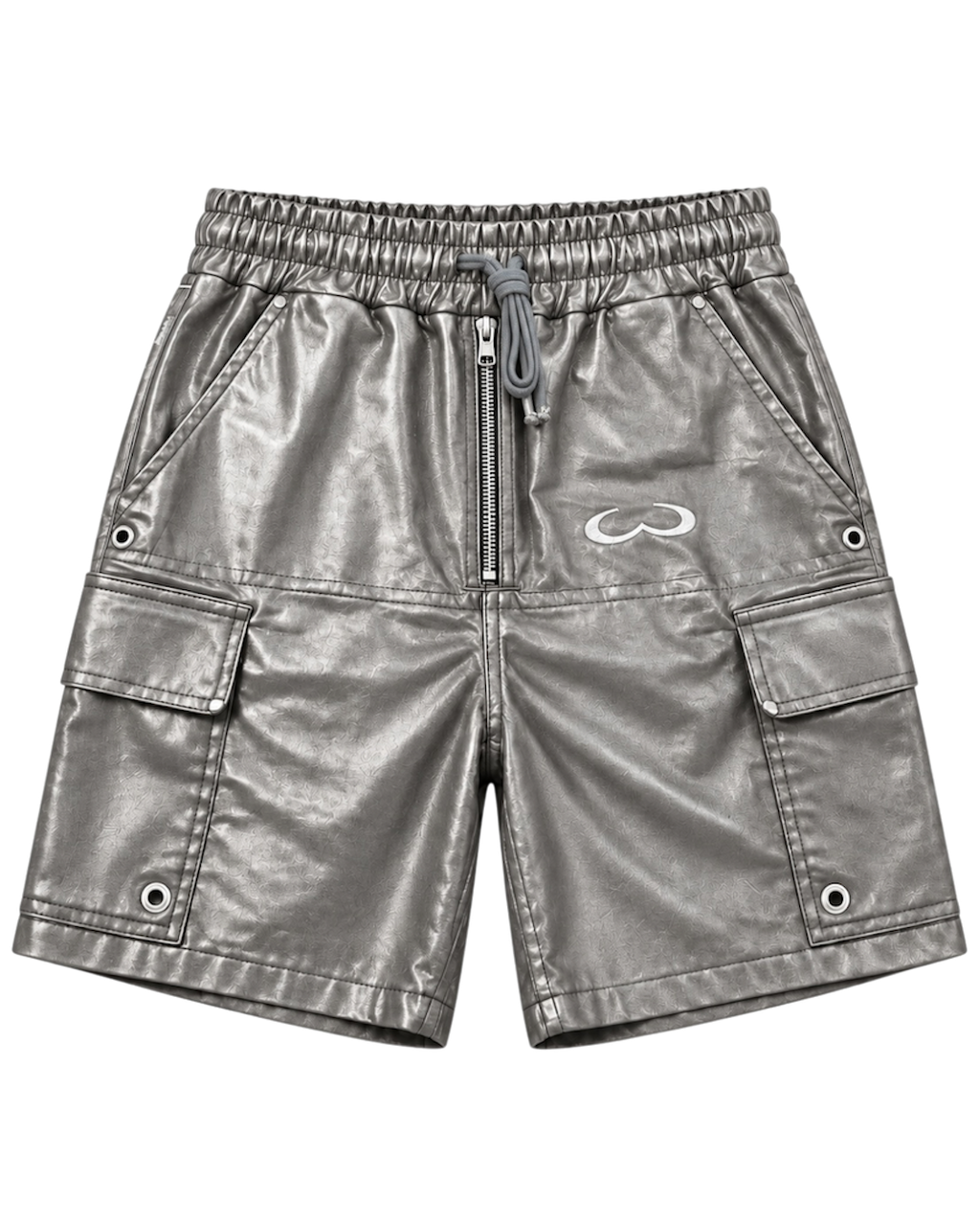 Silver Katakana Waxed Denim Shorts