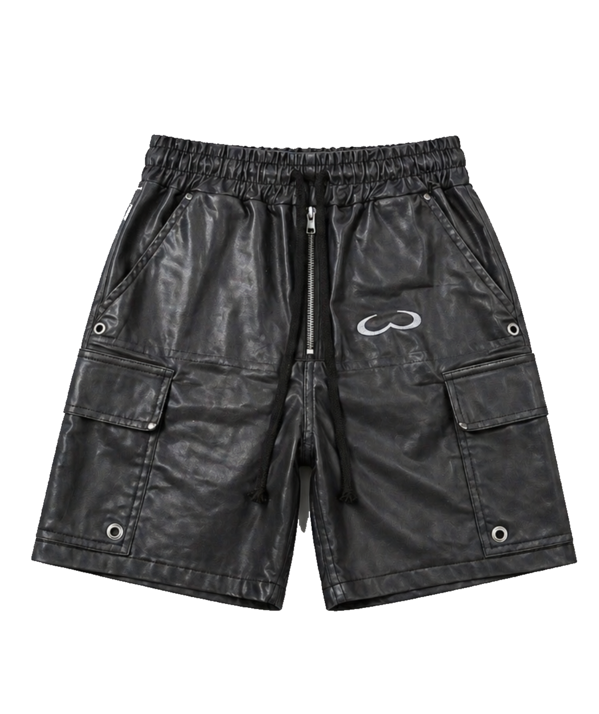 Black Katakana Waxed Denim Shorts