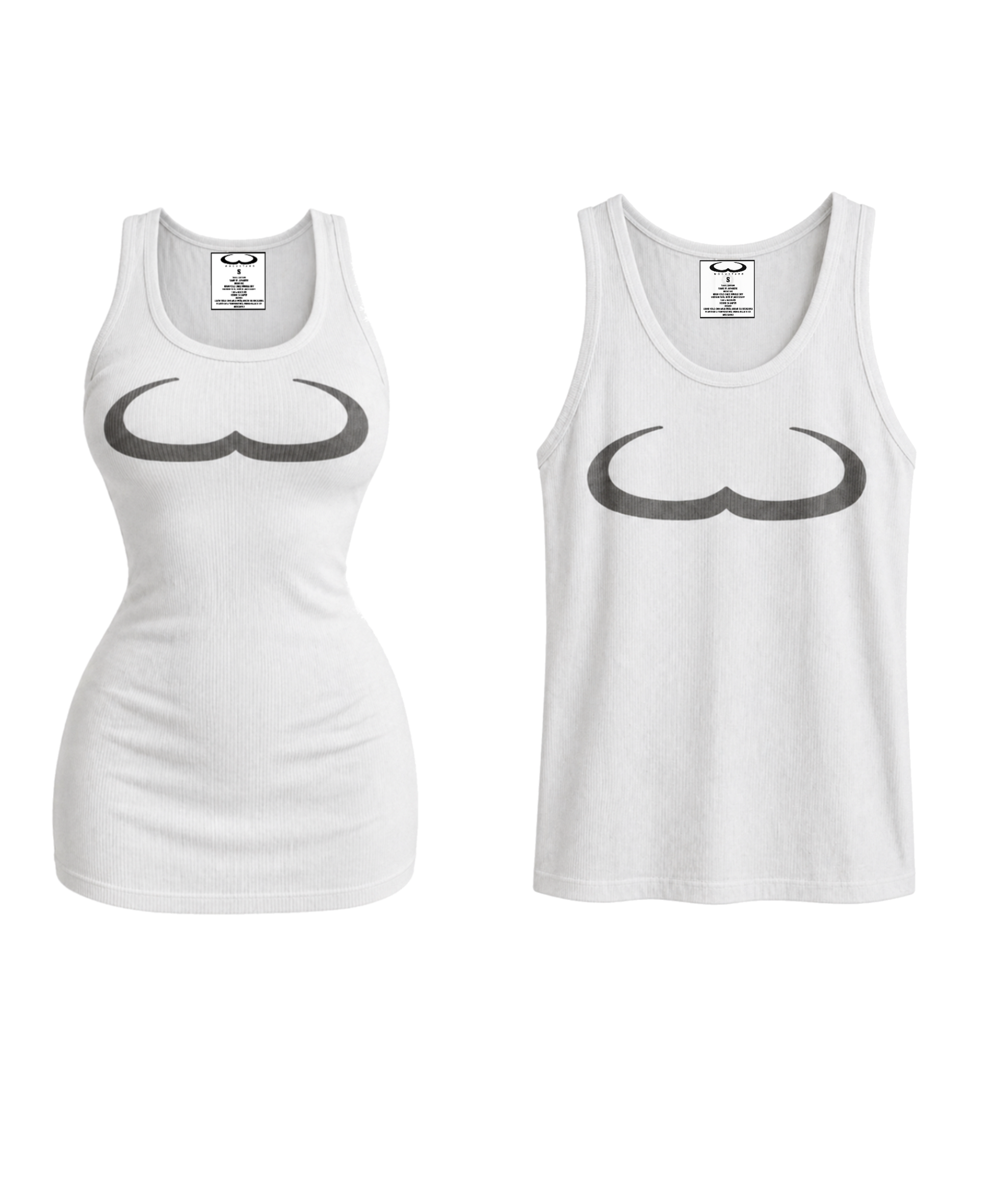 White & Black “Warped Logo” Ribbed Tank Tops