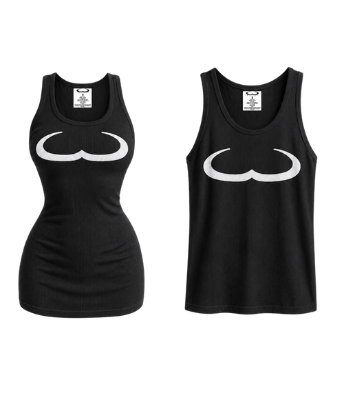 Black & White “Warped Logo” Ribbed Tank Tops