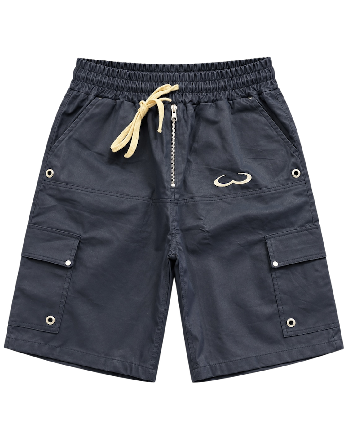 Navy Katakana Waxed Denim Shorts