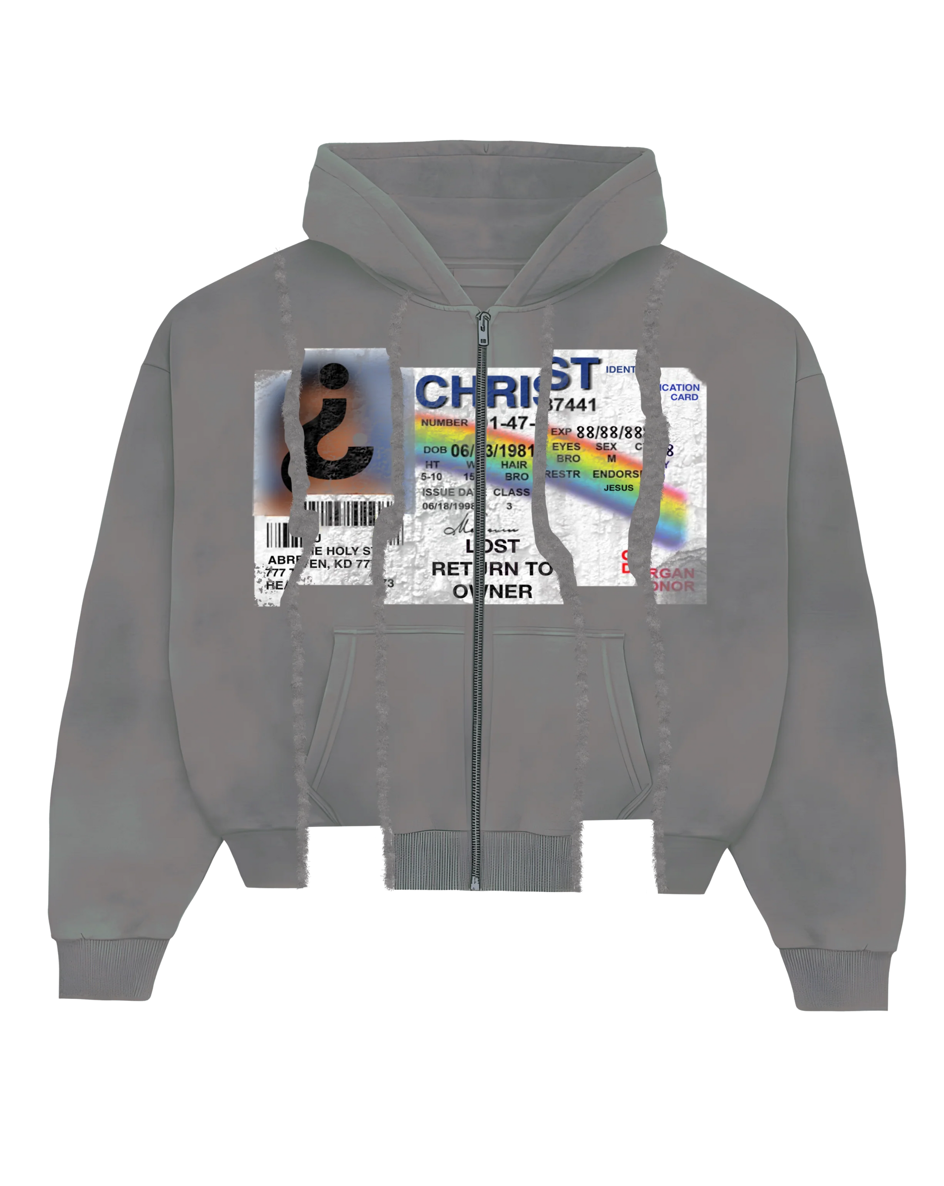 WASHED GREY "FYID" ZIP UP